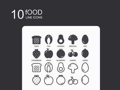 10 food line icons