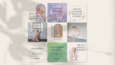 Selene Instagram posts ballet brand branding delicate eco elegant flowers instagram logo logotype posts shoes social media social media templates template templates visual identity