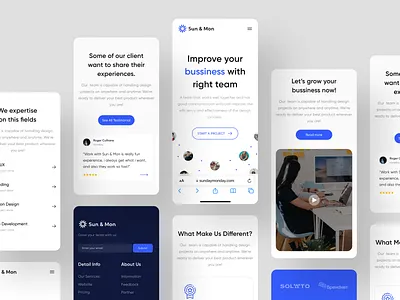 Sun & Mon - Company Profile Responsive Landing Page agency clean company company profile design landing page minimalist responsive ui ui design uiux ux web web design website website design
