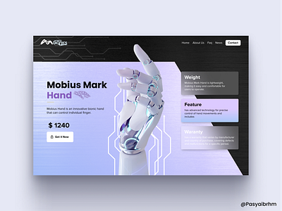 Mobius bionic Hand landing Page animation app appdesign branding design illustration logo mobile ui ux