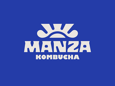 MANZA Kombucha brand branding custom font graphic growth kombucha living logo sun type typography