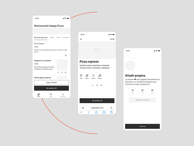 Qamarero — Wireframes to UI animation animation design digital products diners hospitality low fidelity menu order pizza product qamarero restaurants startup tips transition ui wf to ui wireframes wireframing z1