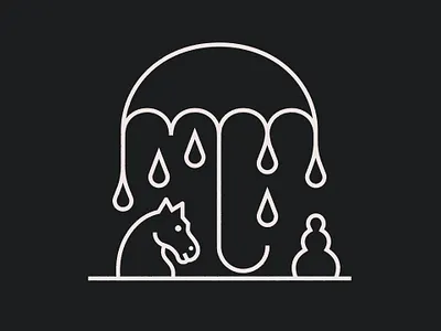 The dog days are over … bad weather chess illustration lineart rain umbrella