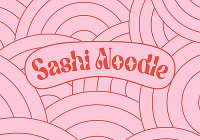 SASHI NOODLE - LOGO DESING brand branding design graphic design illustration logo noodle pink and red typography vector