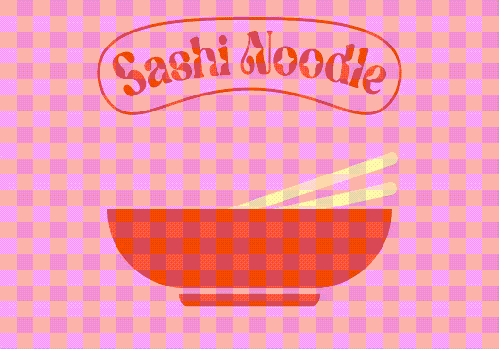 SASHI NOODLE - LOGO ANIMATED GIF animation brand branding design gif graphic design illustration logo motion graphics noodle typography vector