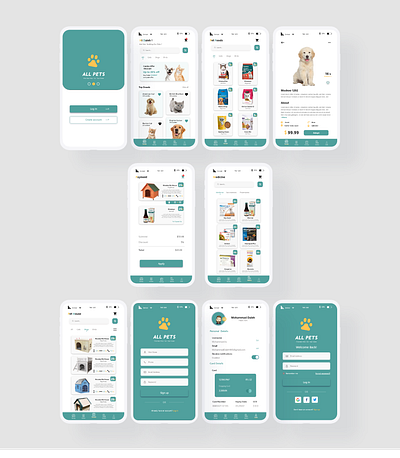 Pet shop app design logo ui ux