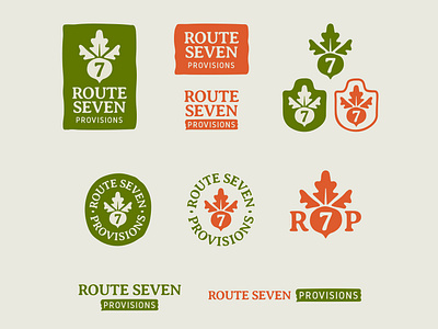 Route Seven Provisions Marks beet branding food leaf logo marks organic provisions raddish route 7 sustainable vegetables