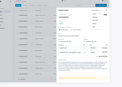 Create invoice for clients dashboard design invoice legal product design ui