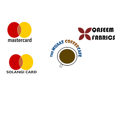 Custom Logo MasterCard & Qaseem fabrics + Muaaz coffee branding design graphic design illustration logo typography vector