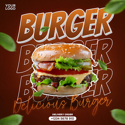 Burger Promotion Design for Social Media Post adobe photoshop adobe photoshop design branding design graphic design instagram instagram post social media social media design social media post