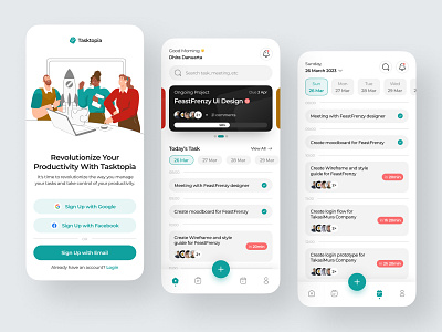 Tasktopia - Task Management App app collaborating light mode manage mobile organize planner productivity project project management schedule task task management tasks todo tracking ui ui design uiux