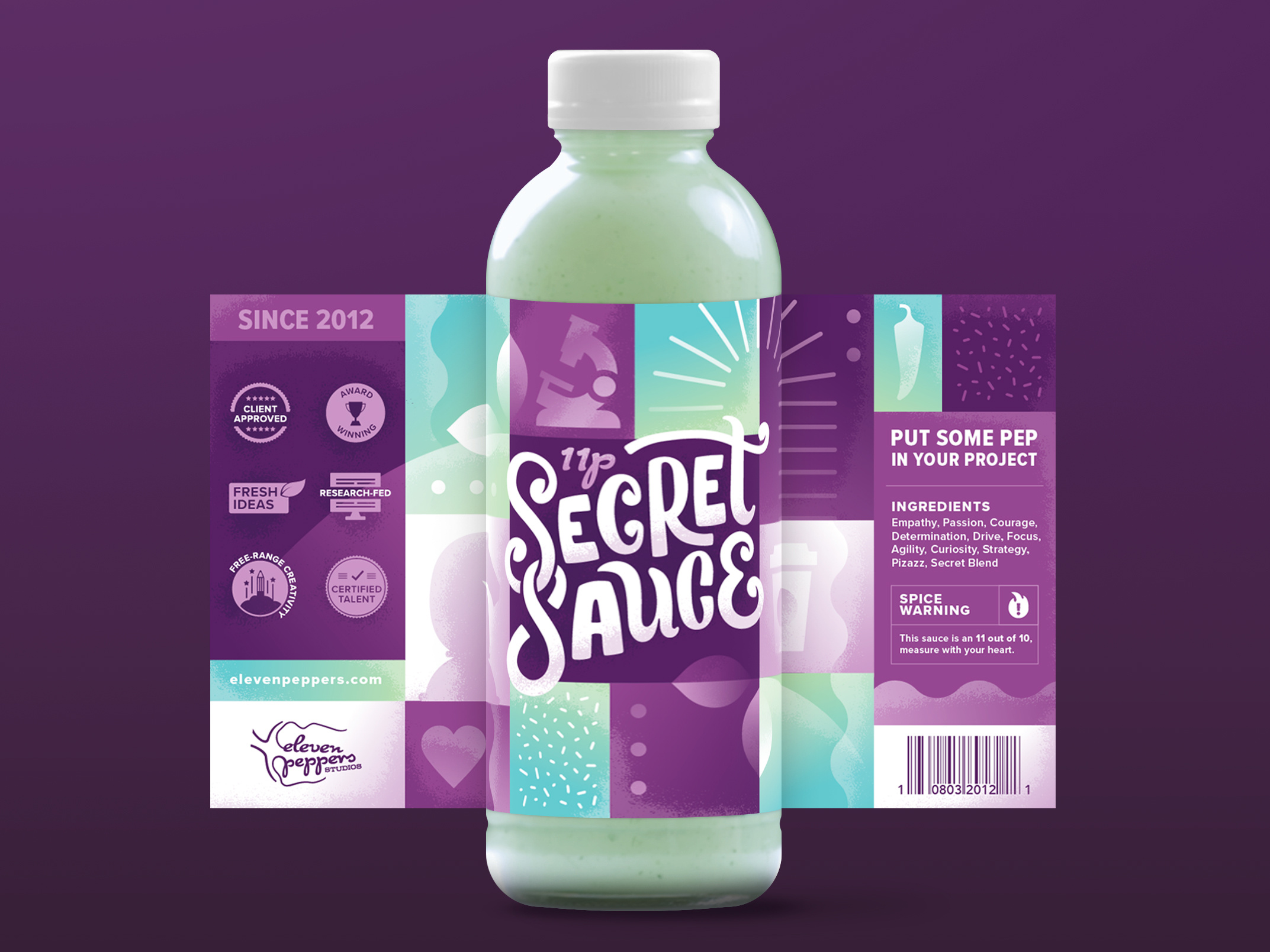 Secret Sauce branding design graphic design hot hot sauce illustration ingredient pepper personality purple sauce vector