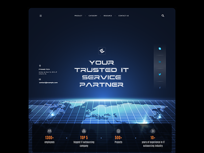 Outsourcing Technology Company - Landing Page Concept clean concept daily ui dark darkmode darktheme global landing page map outsource outsourcing company ui ux web design