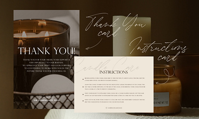 Thank you card and instructions for a candle brand card design graphic design identity illustration thank you card typography ui vector