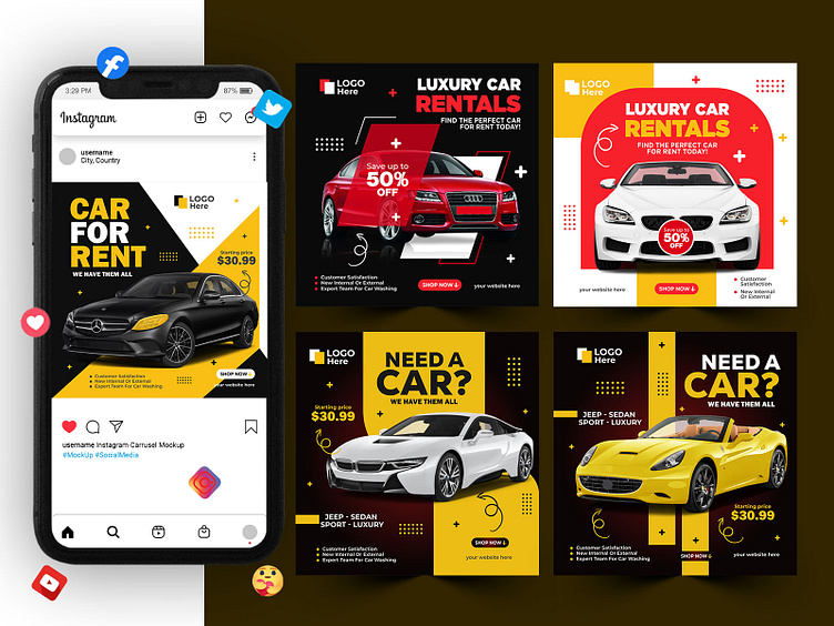 Car Social Media Instagram Post Banner Design by Mimi Mim on Dribbble