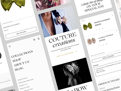 The Bow e-commerce couture design e commerce ecommerce fashion hair accessorise interface luxurious mobile shop ui ux uxui web web design website