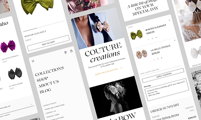The Bow e-commerce couture design e commerce ecommerce fashion hair accessorise interface luxurious mobile shop ui ux uxui web web design website