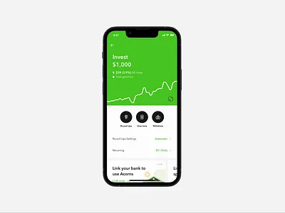 Account Value Banner app finance fintech graph invest performance product
