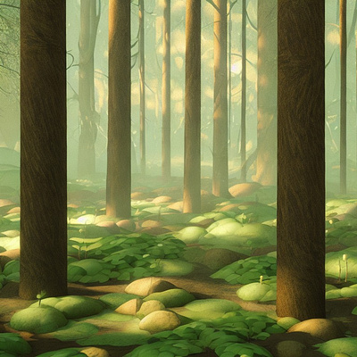 Generative Forest 3d 3d illustration ai concept art diligence environment forest generative hazy lighting illustration landscape stuart wade trees