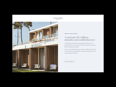 Aevitas Sardinia Layout Explorations clean hero hospitality hotel landing layout simple split typography ui ux website whitespace