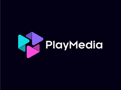 PlayMedia - Media, Play, Music, Icon Logo Desing app brand identity branding business logo creative logo icon logo logo design media logo minimalist logo modern logo music logo platfom play button play icon play logo player symbol video logo