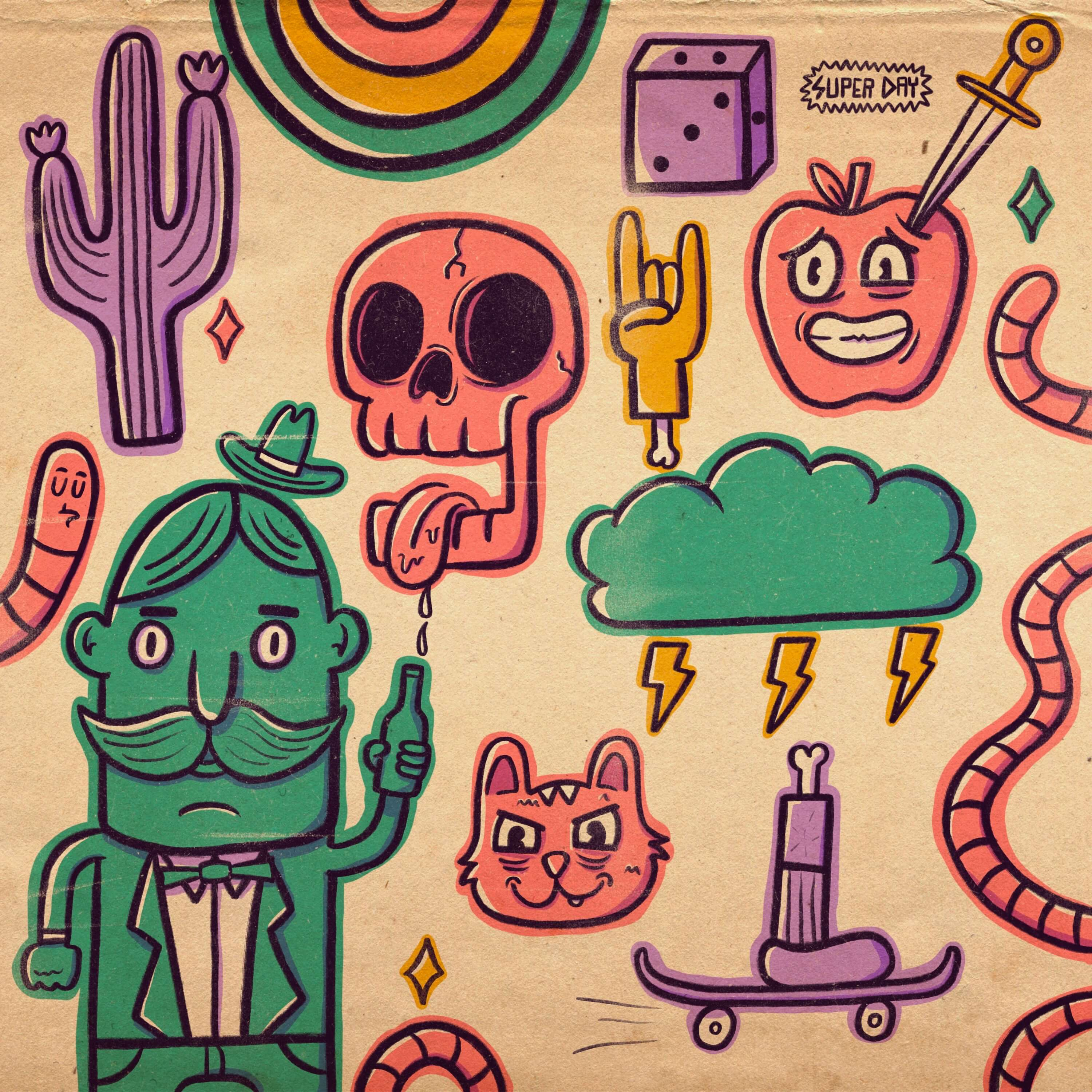 Doodle time art artwork color colorful digital art digital artwork digital drawing digital illustration digital sketch distressed doodle doodles doodling drawing fun illustration lowbrow procreate sketch texture