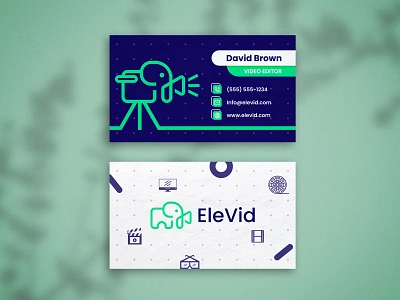 EleVid branding animal branding business card camera camera logo card design cards designer elephant elephant logo elephant video films logo logo branding media play social media videos video content video icon video production