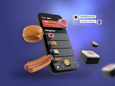 Takeaway 3d app art blender burger creative dashboard design food graphic design illustration menu phone photoshop pizza sushi takeaway ui ux web design