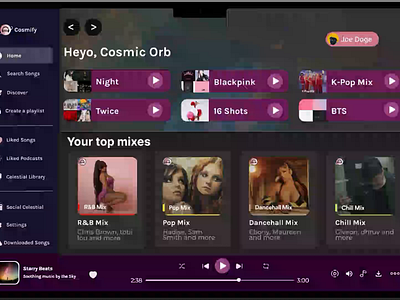 Cosmify - music streaming app app spotify clone ui