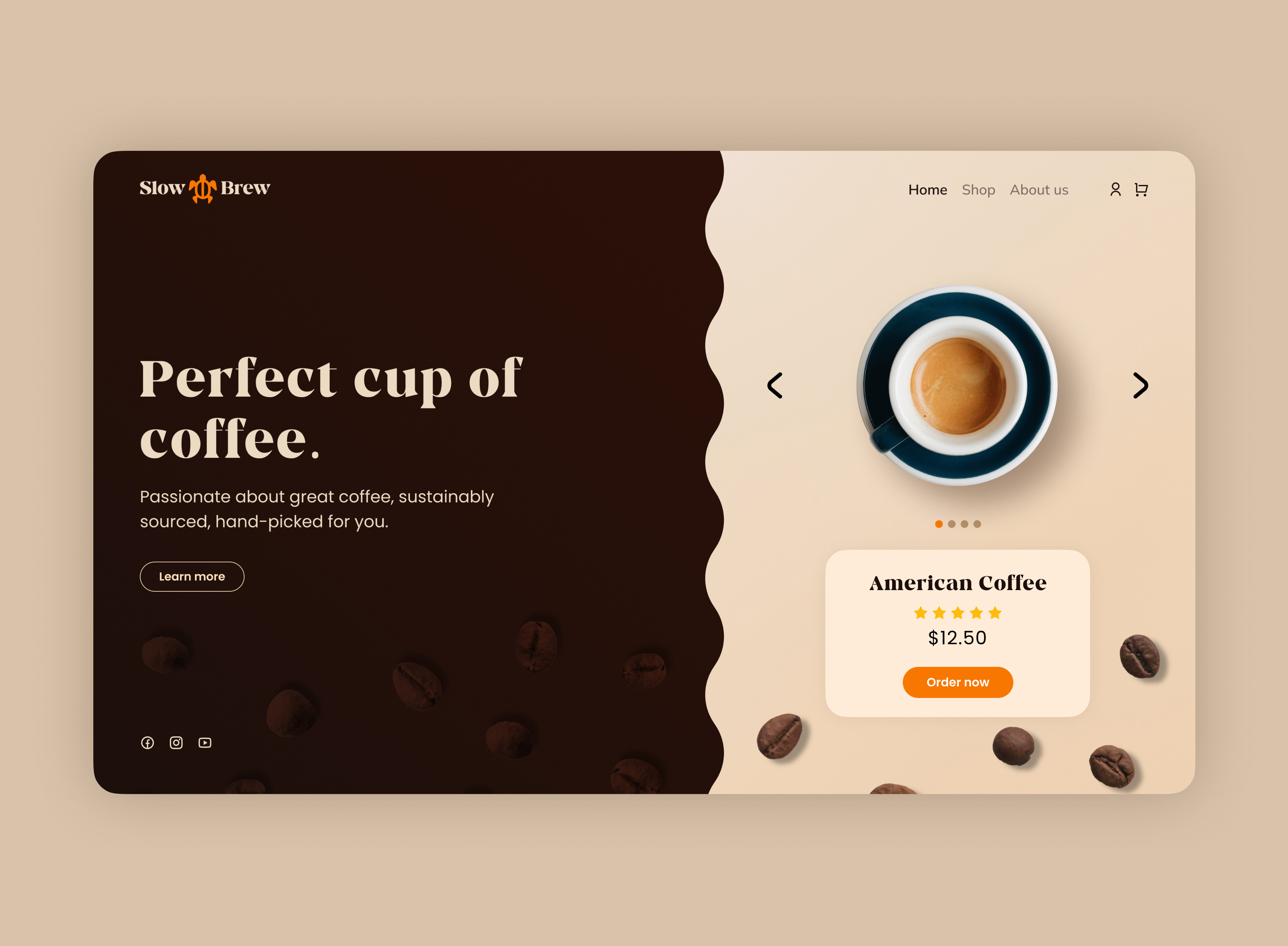 SlowBrew landing page coffee design exploration graphic design illustration landing page logo ui ux ux design uxui web design web site