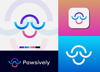 Pawsively Logo Design - Pets Logo Design animals logo app icon brand identity branding business logo creative logo design dog logo gradient logo graphic design icon illustration logo logo design logodesign minimal logo modern logo pets logo ui vector