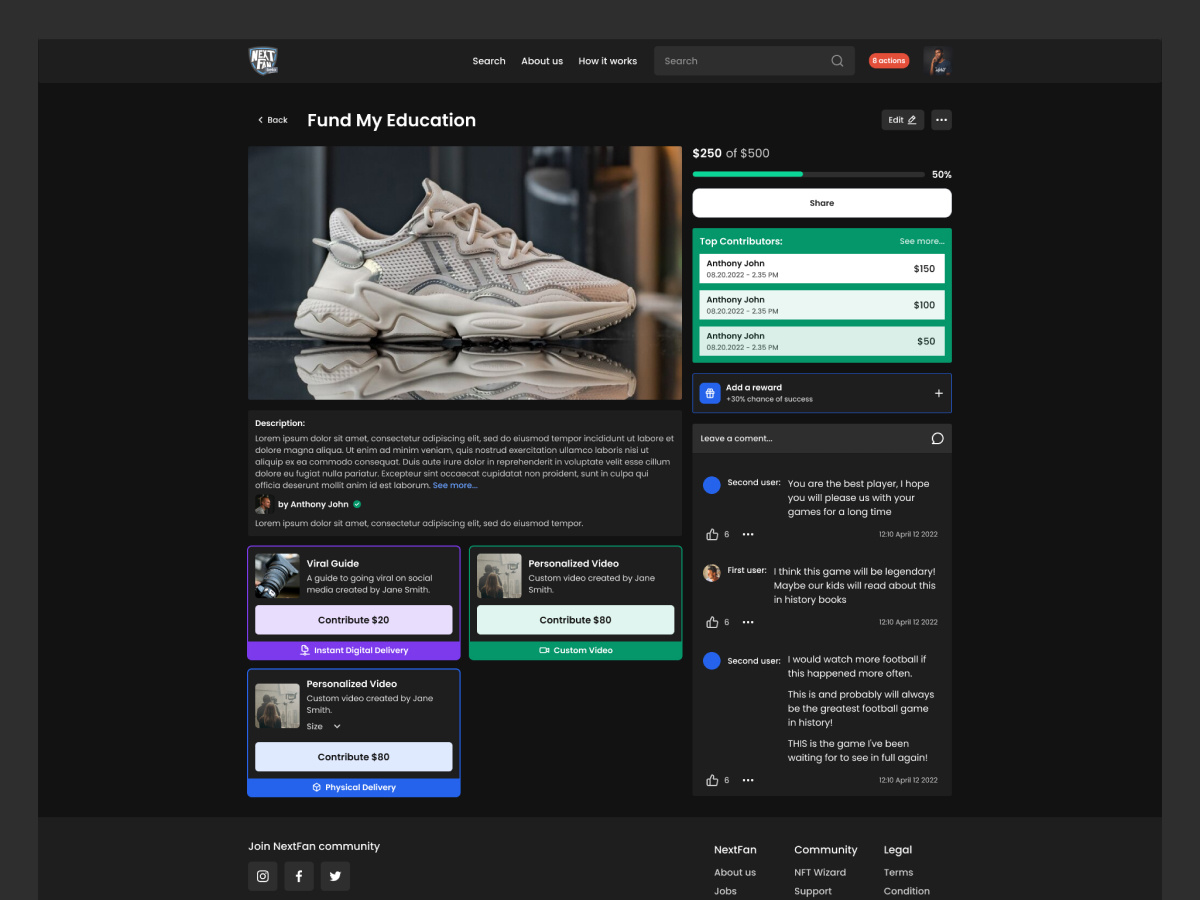 Athletic Fundraising Platform UI/UX Case design ui ux web design