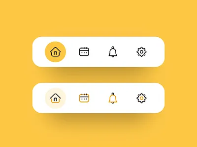 Bottom Navigation interaction android animation app bell bottom nav bottom navigation bar calendar gear home home icon icon icon animation ios mobile ui ui ux yellow