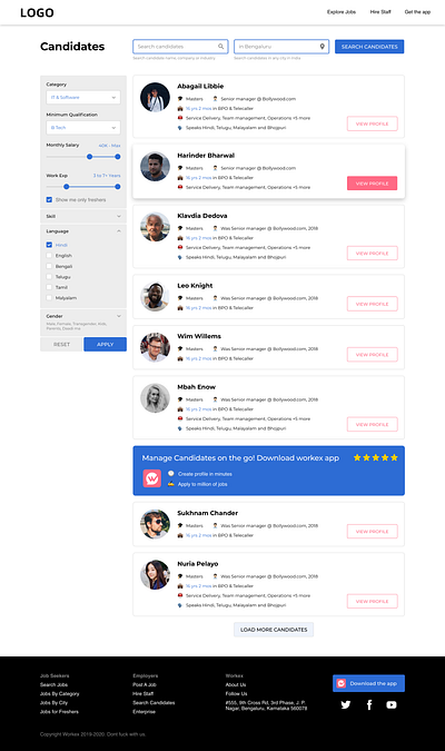 Talent search - Simple but efficient HR Tool! button candidates design employer figma hr illlustration illustration materialdesign online product design sketch talent ui user experience user interface ux webui wireframe xd