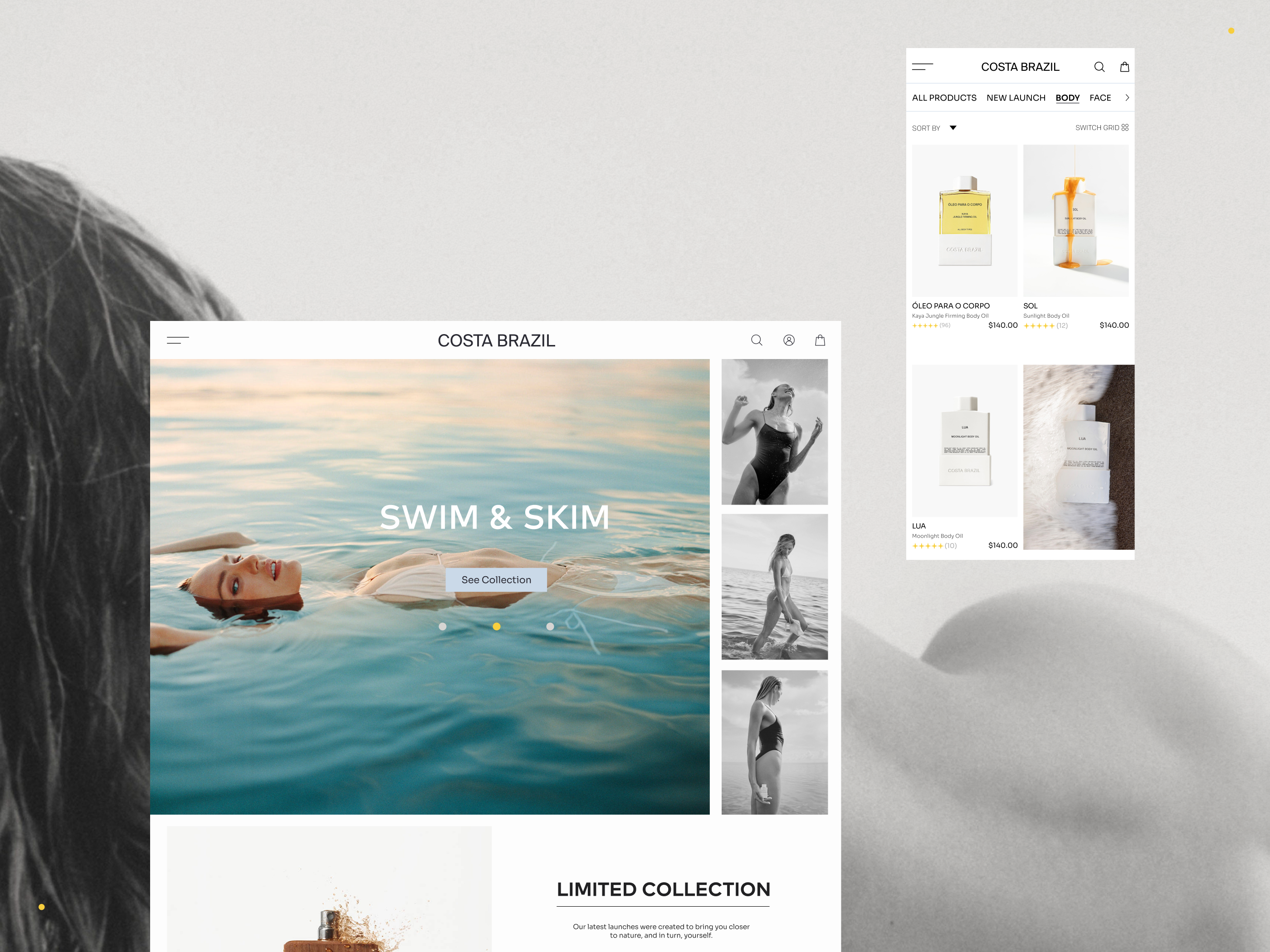Costa Brazil branding clean dailyui design e commerce e commerce graphic design identity interaction minimal shop skincare ui ui concept ui design ux visual identity web design website website design