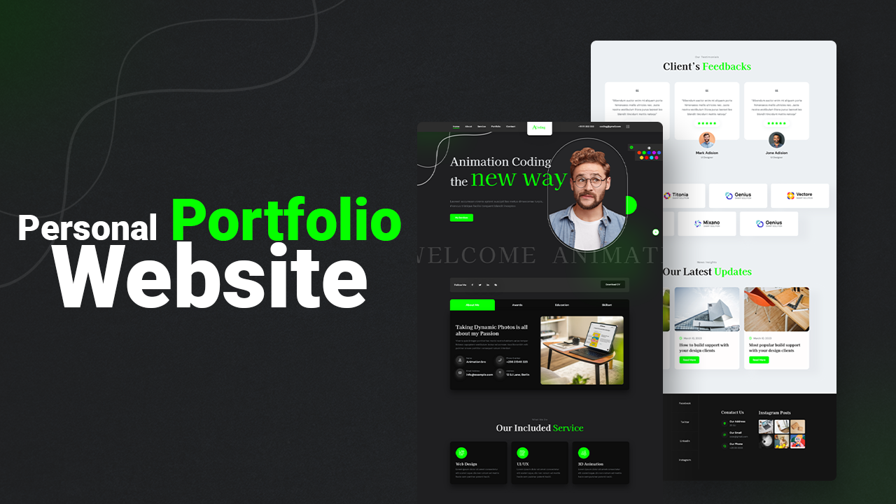 Portfolio Website Template by Animation Coding on Dribbble