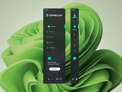 COFFEECAST - Sidebar Navigation Menu dashboard navbar menu navbar navigation podcast dashboard podcast ui sidebar ui ui design uiux