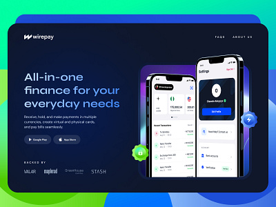 Wirepay Website branding design fintech gradient illustration motion ui ux vector website