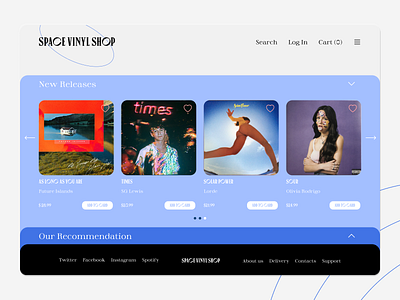 Space Vinyl Shop / E-Commerce animation branding design logo ui ux web web design