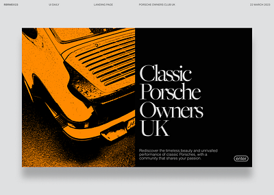 Classic Porsche Owners UK Landing Page design graphic design typography ui ux web design