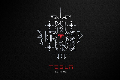 Q-Art Code fan art for Tesla branding design draw graphic design illustration qrcode tesla vector