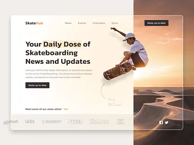 Skateboarding Community Landing Page california clean design desktop dynamic friendly language graphic design landing page orange skate skateboarding skatepark skating ui user interface visual design web design website