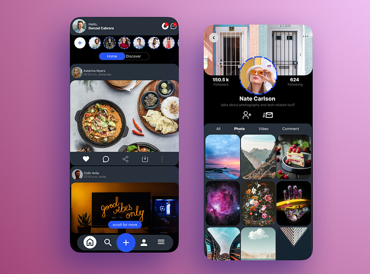 Social media app design by Aly Mohamed on Dribbble