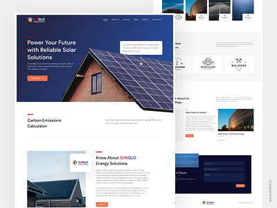 Solar Panel LandingPage UI adobe blue branding dark design illustration illustrator landingpage logo mobile panel solar solarpanel ui ui design uidesign ux website