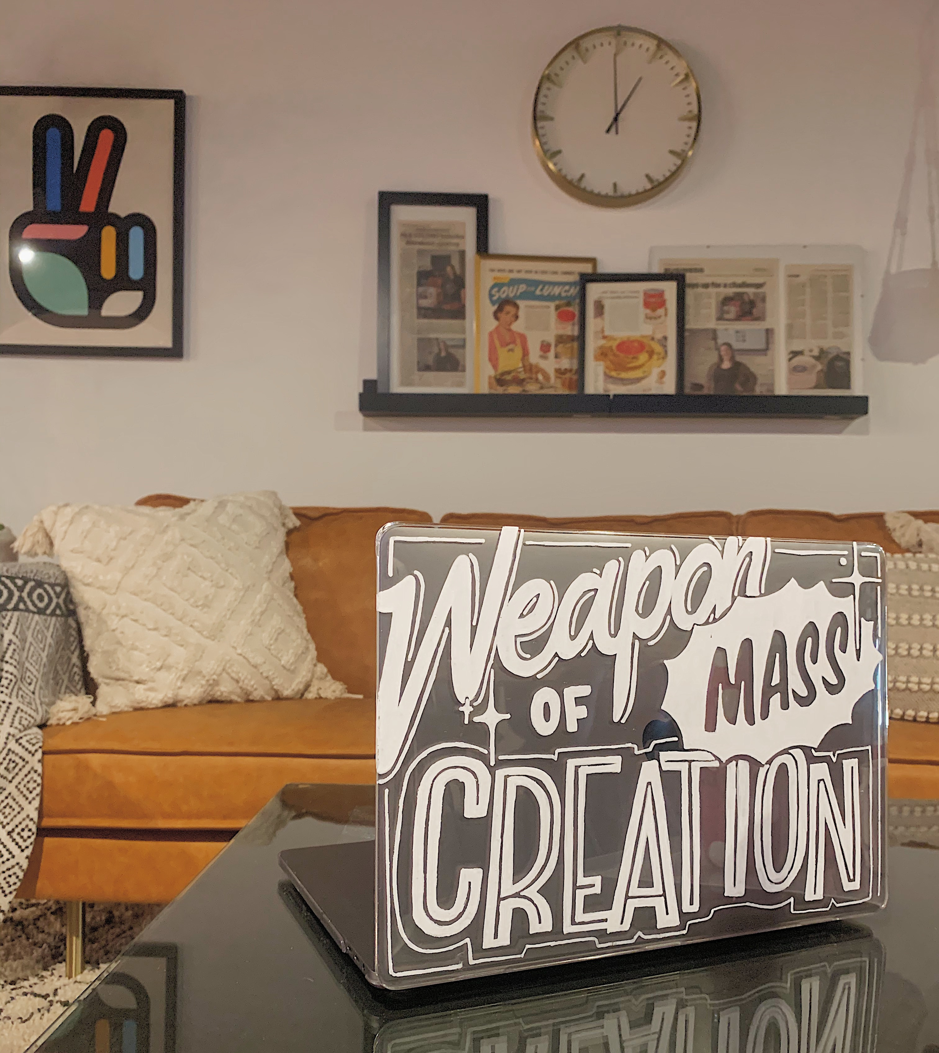 Weapon of Mass Creation Laptop Cover design illustration lettering typography