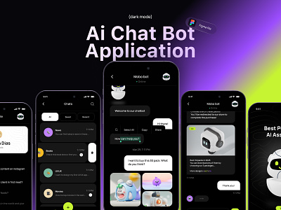 Ai Chat Bot Application (dark) ai app application artificial chabot chatgpt design minimal ui ux web website