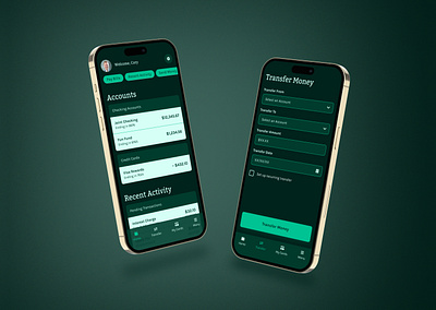 Mobile Banking account activity app banking finance green mobile app money monochromatic product design transfer ui