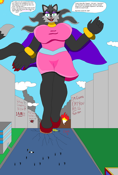 The Big Sister: Adriana Decides Her Villain Name anthro character design fantasy furry giant giantess girly kaiju macro mobian pink pov sonic witches woman