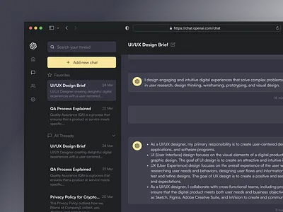 AI Chat : ChatGPT Redesign ai ai chat app chat chat bot design figma ui ux web app