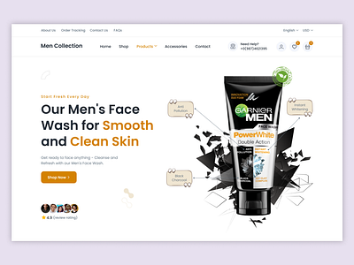 Landing page | E-commerce Website buy design ecimmerce facewash figma landing page landing page design men men fashion product sell shop ui ui design uiux web design website woocommerce